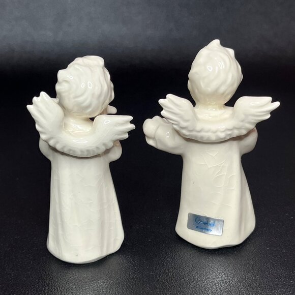 Goebel White Porcelain Musical Angel Figurines with Flute & Accordion - Picture 7 of 12